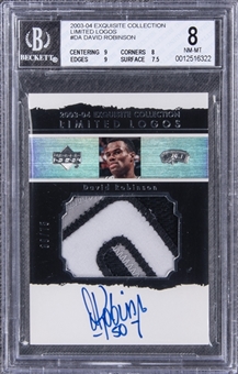 2003-04 UD "Exquisite Collection" Limited Logos #DA David Robinson Signed Game Used Patch Card (#39/75) – BGS NM-MT 8/BGS 10